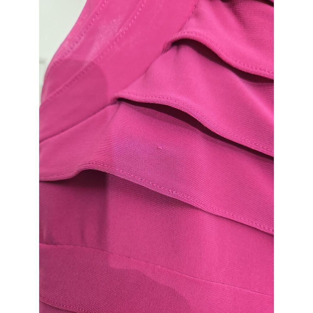 Adrianna Papell Size 12 Shutter Pleated Tiered Pink Cocktail Evening Party Dress - Picture 3 of 9